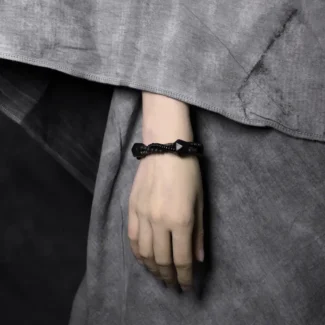 Primal Weave An Ebony and Lava Stone Bracelet