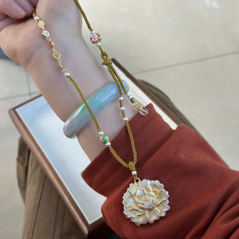 Handcrafted Natural Red Cinnabar Mala Bracelet | Pixiu Wealth & Lotus Rebirth 1 - Buddha Bodhis Silver Lotus Flower Pendant for Purity