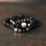 Silver Obsidian Ebony Bracelet Set | Cosmic Grounding 2 - Buddha Bodhis Silver Obsidian Ebony Bracelet Set Cosmic Grounding