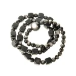Silver Obsidian Ebony Bracelet Set | Cosmic Grounding 4 - Buddha Bodhis Silver Obsidian Ebony Bracelet Set Cosmic Grounding