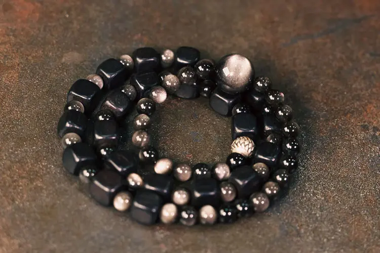 How to Spot Fake Black Obsidian: An Expert's Guide to Authenticity 1 - Buddha Bodhis Silver Obsidian Ebony Bracelet Set Cosmic Grounding