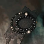 Silver Sheen Obsidian Bracelet & Ebony | Cosmic Grounding - Buddha Bodhis Silver Sheen Obsidian Bracelet & Ebony Cosmic Grounding