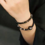 Silver Sheen Obsidian Bracelet & Ebony | Cosmic Grounding 3 - Buddha Bodhis Silver Sheen Obsidian Bracelet & Ebony Cosmic Grounding