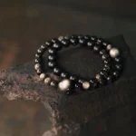 Silver Sheen Obsidian Bracelet & Ebony | Cosmic Grounding 3 - Buddha Bodhis Silver Sheen Obsidian Bracelet & Ebony Cosmic Grounding