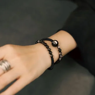 Silver Sheen Obsidian Bracelet & Ebony Cosmic Grounding