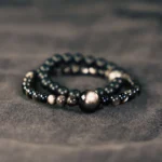 Silver Sheen Obsidian Bracelet & Ebony | Cosmic Grounding 2 - Buddha Bodhis Silver Sheen Obsidian Bracelet & Ebony Cosmic Grounding