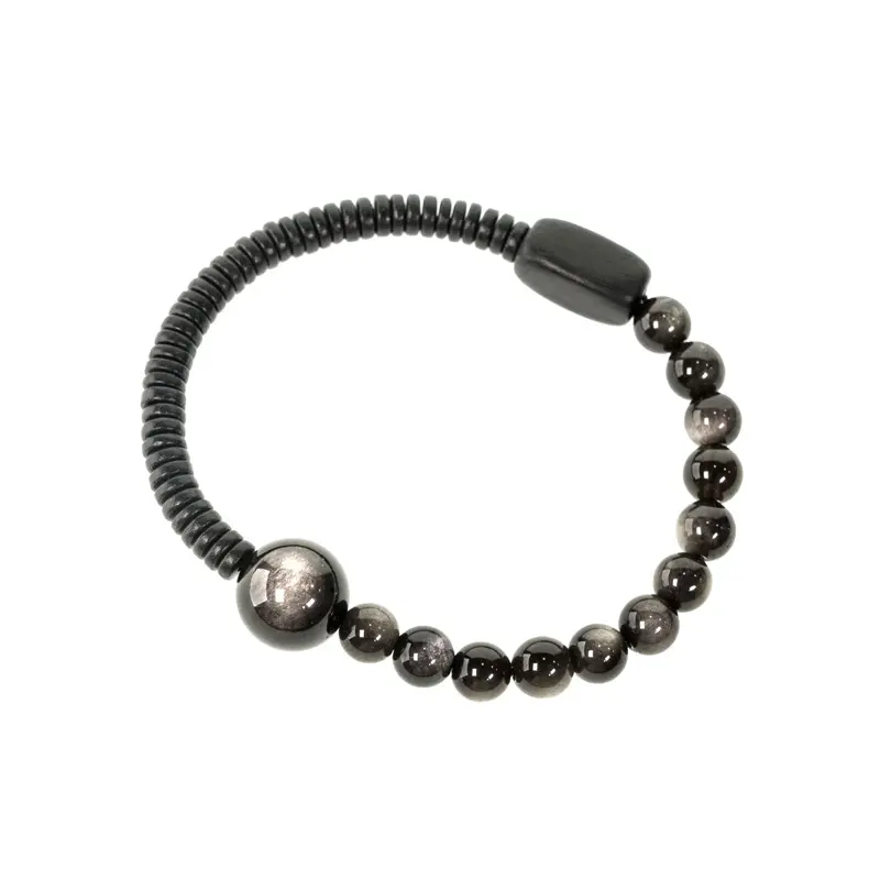 Silver Sheen Obsidian Bracelet & Ebony Cosmic Grounding (5) Silver Sheen Obsidian Bracelet & Ebony Cosmic Grounding
