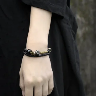 Single-Eye Dzi Bead Bracelet Amulet for The Watchful Path