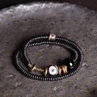 Single-Eye Dzi Bead Bracelet Amulet for The Watchful Path