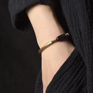 The #1 Essential Hammered Brass Ebony Bracelet for Balance