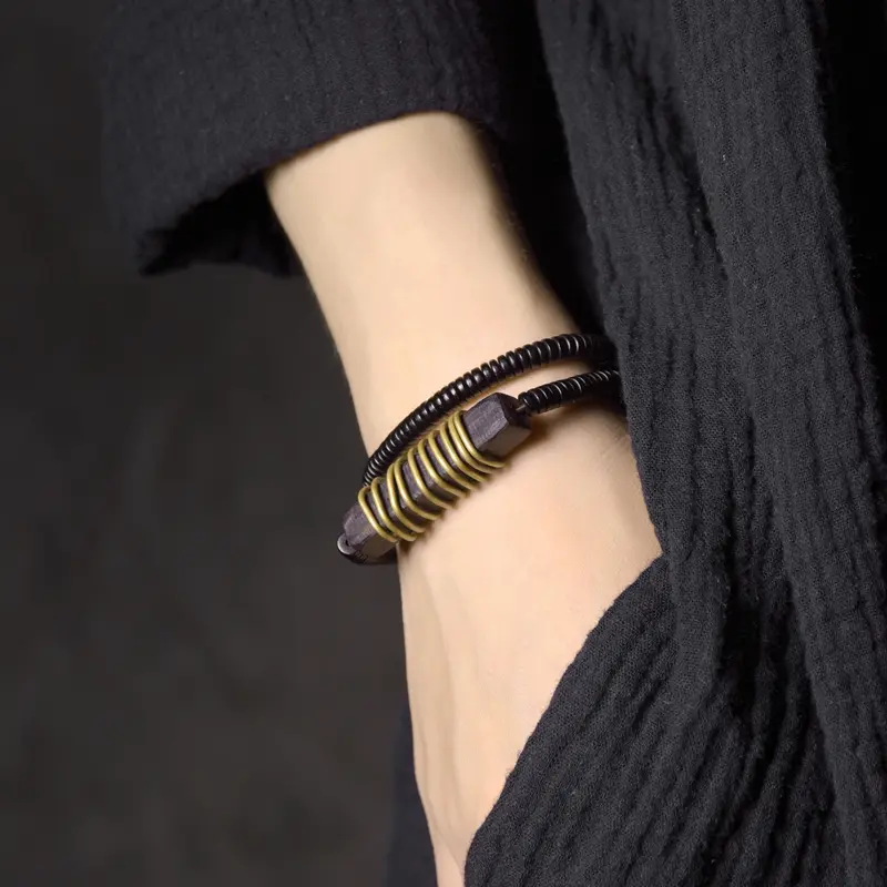 The Foundation Coil A Wabi Sabi Ebony & Brass Bracelet (1) The Foundation Coil A Wabi Sabi Ebony & Brass Bracelet