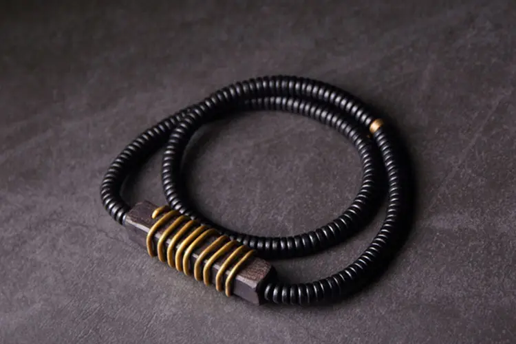 The Foundation Coil: A Wabi Sabi Ebony Brass Bracelet 4 - Buddha Bodhis The Foundation Coil A Wabi Sabi Ebony & Brass Bracelet