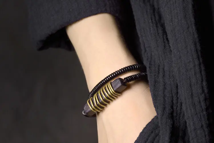 The Foundation Coil: A Wabi Sabi Ebony Brass Bracelet 6 - Buddha Bodhis The Foundation Coil A Wabi Sabi Ebony & Brass Bracelet