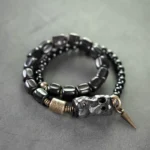 The Guardian's Path: A Carved Ebony And Onyx Bracelet 2 - Buddha Bodhis The Guardian's Path A Carved Ebony And Onyx Bracelet