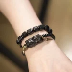 The Guardian's Path: A Carved Ebony And Onyx Bracelet 3 - Buddha Bodhis The Guardian's Path A Carved Ebony And Onyx Bracelet