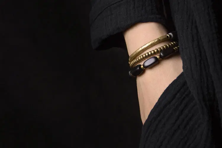 The Path & The Pillar: An Ebony and Brass Bracelet Set 7 - Buddha Bodhis The Path & The Pillar An Ebony and Brass Bracelet Set