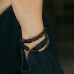 The River Stone Path: A Carved Ebony Brass Bracelet 1 - Buddha Bodhis The River Stone Path A Carved Ebony Brass Bracelet