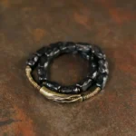 The River Stone Path: A Carved Ebony Brass Bracelet - Buddha Bodhis The River Stone Path A Carved Ebony Brass Bracelet