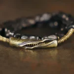 The River Stone Path: A Carved Ebony Brass Bracelet 2 - Buddha Bodhis The River Stone Path A Carved Ebony Brass Bracelet