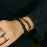 The River Stone Path: A Carved Ebony Brass Bracelet 3 - Buddha Bodhis The River Stone Path A Carved Ebony Brass Bracelet