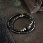 The River Stones: A Carved Ebony Brass Wrap Bracelet 4 - Buddha Bodhis The River Stones A Carved Ebony Brass Wrap Bracelet