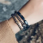 The Sacred Path: A 2-Piece Ebony and Dzi Bracelet Set 3 - Buddha Bodhis The Sacred Path A 2-Piece Ebony and Dzi Bracelet Set
