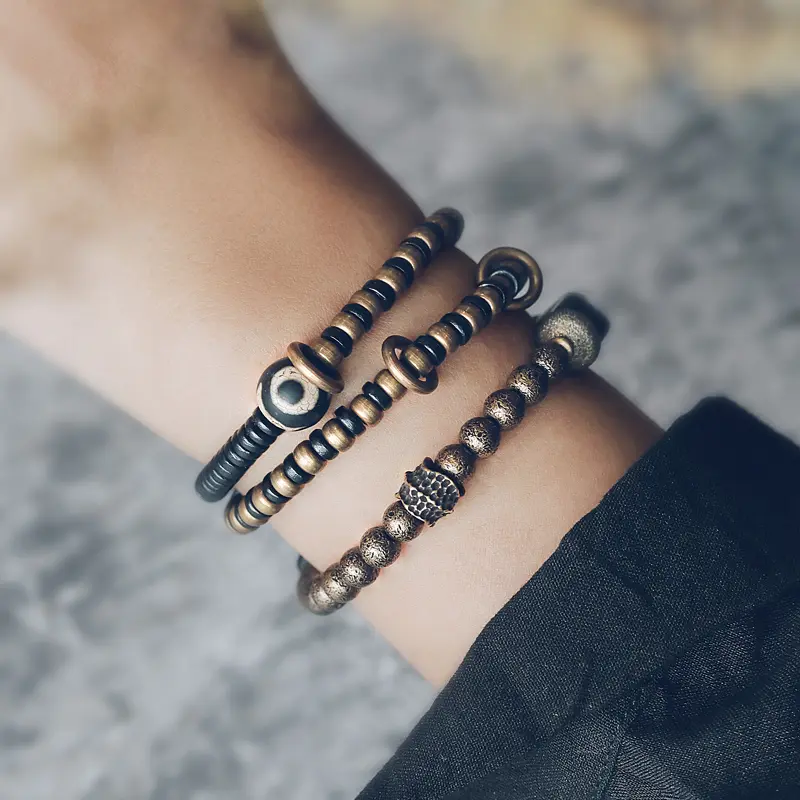 The Sacred Path A 2-Piece Ebony and Dzi Bracelet Set (3) The Sacred Path A 2-Piece Ebony and Dzi Bracelet Set