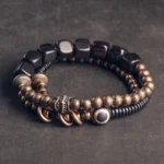 The Sacred Path: A 2-Piece Ebony and Dzi Bracelet Set - Buddha Bodhis The Sacred Path A 2-Piece Ebony and Dzi Bracelet Set