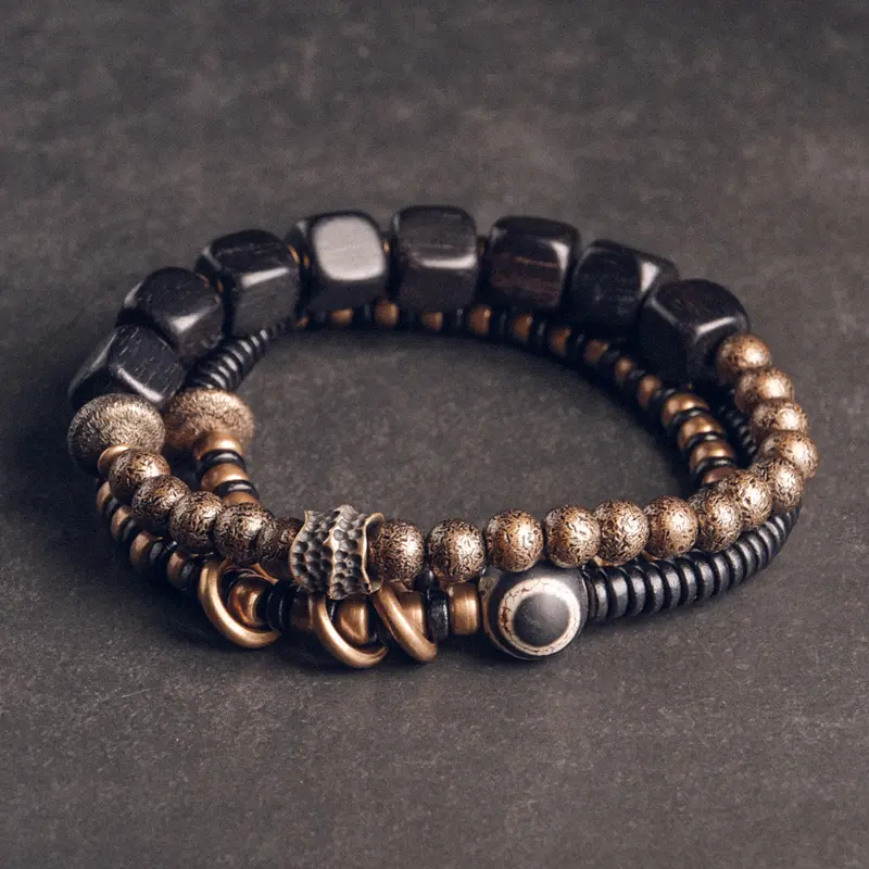 The Sacred Path A 2-Piece Ebony and Dzi Bracelet Set (4) The Sacred Path A 2-Piece Ebony and Dzi Bracelet Set