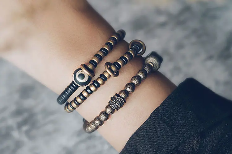 The Sacred Path: A 2-Piece Ebony and Dzi Bracelet Set 7 - Buddha Bodhis The Sacred Path A 2-Piece Ebony and Dzi Bracelet Set