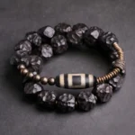 The Sacred Path: A Carved Ebony Dzi Wrap Bracelet - Buddha Bodhis The Sacred Path A Carved Ebony Dzi Wrap Bracelet