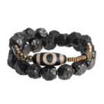 The Sacred Path: A Carved Ebony Dzi Wrap Bracelet 4 - Buddha Bodhis The Sacred Path A Carved Ebony Dzi Wrap Bracelet