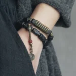 The Shaman's Charm: A Carved Ebony Agate Bracelet - Buddha Bodhis The Shaman's Charm A Carved Ebony Agate Bracelet