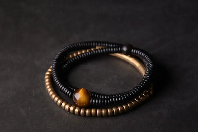 The Ultimate Grounding Duo: Tiger's Eye and Ebony Bracelet Set 5 - Buddha Bodhis The Ultimate Grounding Duo Tiger's Eye and Ebony Bracelet Set