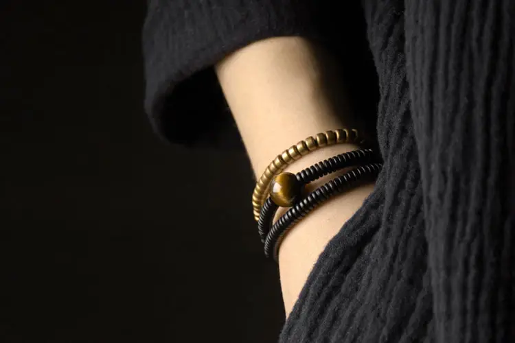 The Ultimate Grounding Duo: Tiger's Eye and Ebony Bracelet Set 7 - Buddha Bodhis The Ultimate Grounding Duo Tiger's Eye and Ebony Bracelet Set