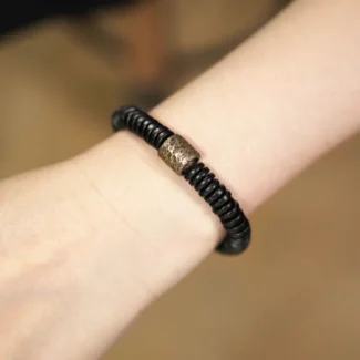 The Ultimate Serene Path: A Hammered Brass Ebony Bracelet