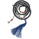 Tibetan Dzi Bead Mala | Ebony Wood Tassel Bracelet 4 - Buddha Bodhis Tibetan Dzi Bead Mala Ebony Wood Tassel Bracelet