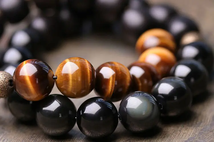 The Meaning of a Tiger Eye Bracelet: Understanding Its Benefits and How to Wear It 3 - Buddha Bodhis Tiger's Eye and Ebony Bracelet Grounded Courage Jewelry