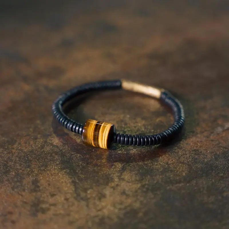 Tiger's Eye and Ebony Bracelet Minimalist Focus Jewelry (1) Tiger's Eye and Ebony Bracelet Minimalist Focus Jewelry