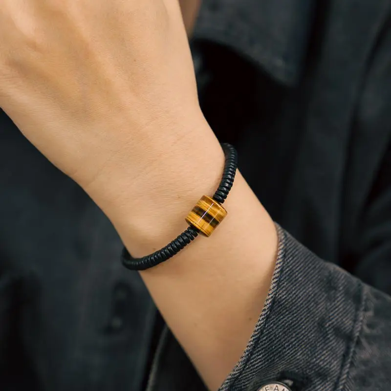 Tiger's Eye and Ebony Bracelet Minimalist Focus Jewelry (4) Tiger's Eye and Ebony Bracelet Minimalist Focus Jewelry