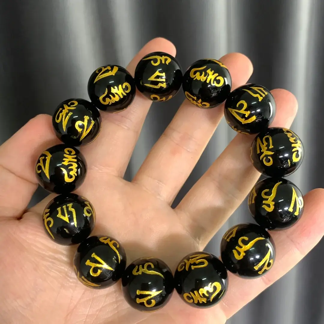 Blue Aura Jadeite Buddha & Demon Pendant - Spinning Mantra 1 - Buddha Bodhis Wearing Om Mani Padme Hum Bracelet