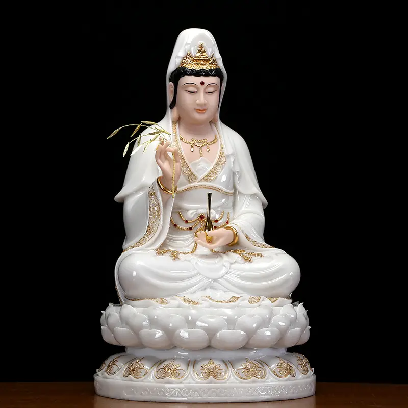 Natural Blue Aura Jadeite Thousand-Hand Kwan Yin & Dragon Pendant | Eternal Protection 2 - Buddha Bodhis White Porcelain Kwan Yin Statue Goddess of Mercy