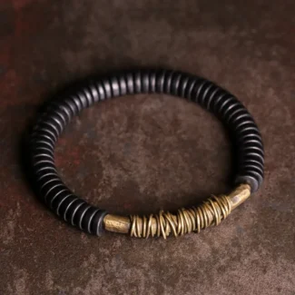 Wire-Wrapped Ebony Bracelet Grounding Artisan Jewelry