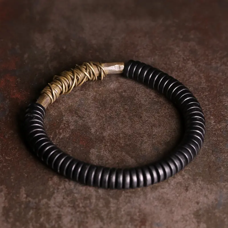 Wire-Wrapped Ebony Bracelet Grounding Artisan Jewelry (4) Wire-Wrapped Ebony Bracelet Grounding Artisan Jewelry