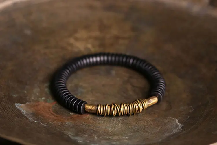 Wire-Wrapped Ebony Bracelet | Grounding Artisan Jewelry 5 - Buddha Bodhis Wire-Wrapped Ebony Bracelet Grounding Artisan Jewelry