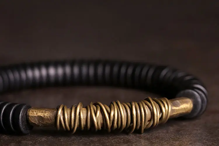 Wire-Wrapped Ebony Bracelet | Grounding Artisan Jewelry 6 - Buddha Bodhis Wire-Wrapped Ebony Bracelet Grounding Artisan Jewelry