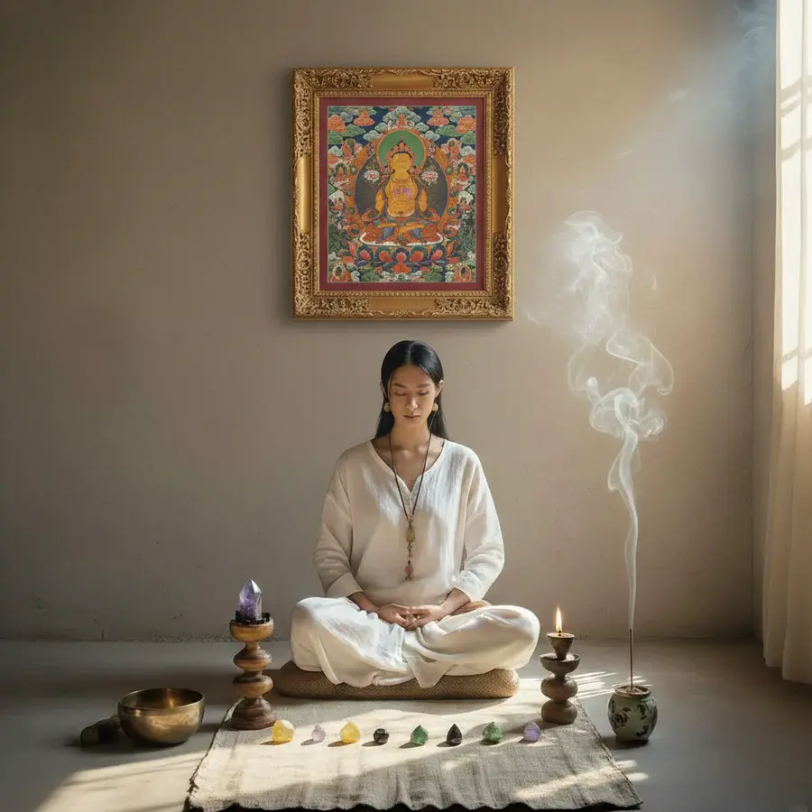 Natural Aquamarine & Golden Pumpkin Bracelet | Calm, Luck & Abundance 1 - Buddha Bodhis Meditating with crystal intention jewelry