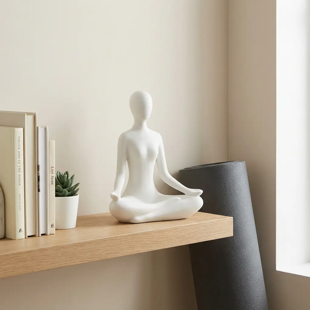 - Buddha Bodhis Abstract silver yoga pose statue for modern home decor