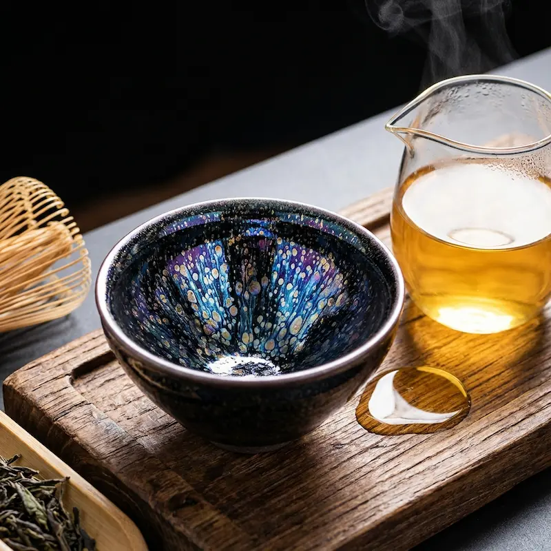 - Buddha Bodhis Authentic Tenmoku Jian ware tea cup with galaxy glaze