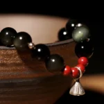 Black Obsidian & Silver Lotus Bracelet | Protection & Rebirth 3 - Buddha Bodhis Black Obsidian & Silver Lotus Bracelet Protection & Rebirth